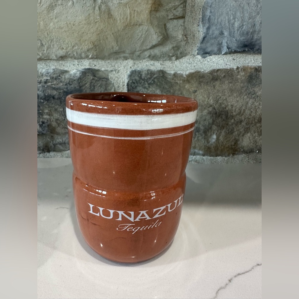 Lunazul Tequila Stoneware Mug Mexican Pottery 5” X 4” Brown